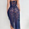 Plus Size Lace Deep V Mesh Lingerie Set with Thong