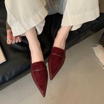 SUOJIALUN Herbst Damen Flats Mode Spitzschuh Slipper Damen Elegant Bootsschuhe Weicher Flacher Absatz Outdoor Kleid Einzeln