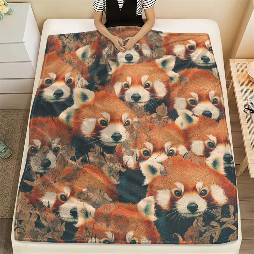 Rood Panda patroon Flanellen Deken, Hoge kwaliteit Comfortabel voor Alle Seizoenen, Woondecoratie, Warmte en Comfort, Perfect voor Cadeaus.