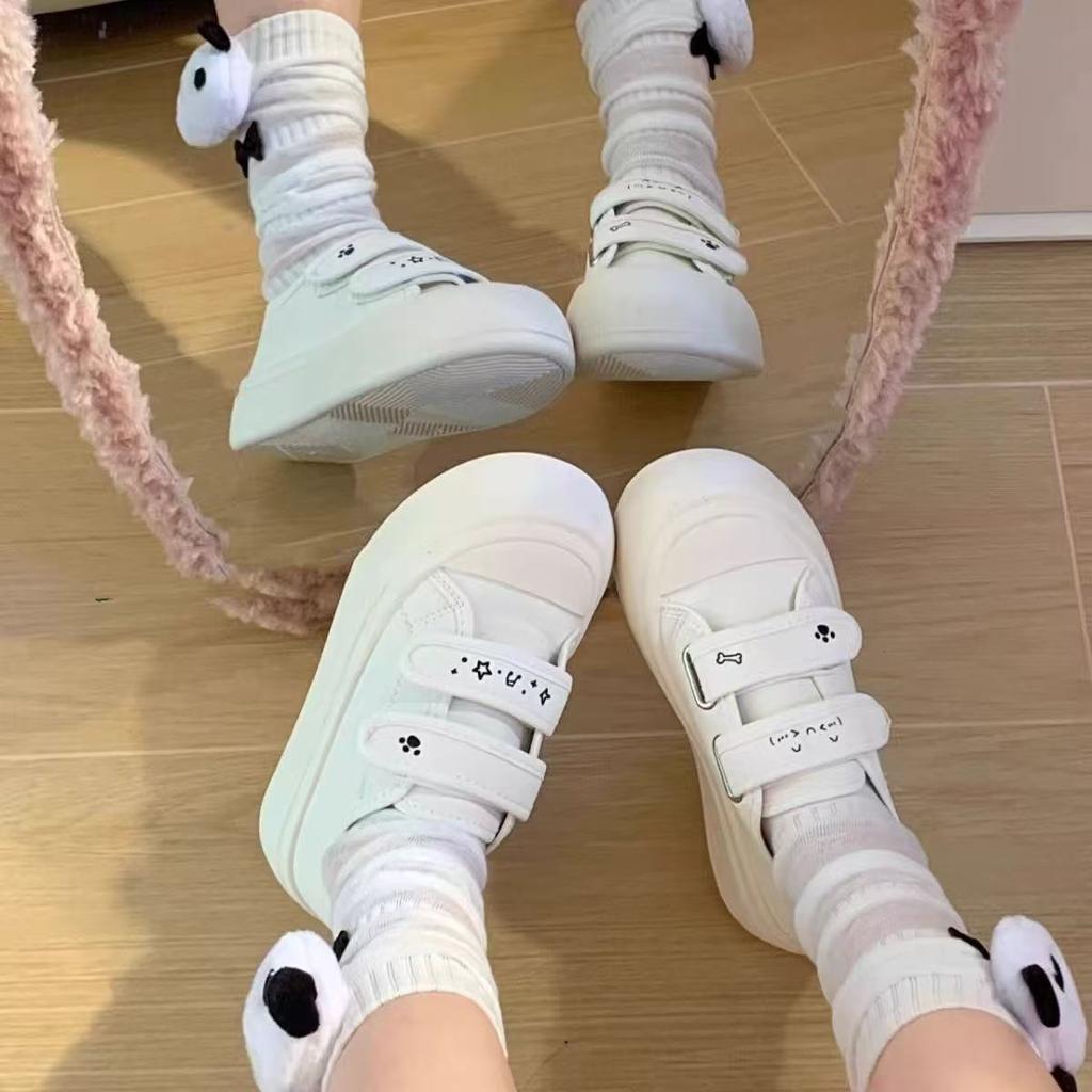 Spring and Summer Velcro Subculture Home Cute Leisure Platform Sole Canvas Shoes Board Shoes Round Head
