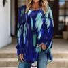 Women Long Sleeve Tunic Top Print Crew Neck Loose Fit Blouse With Pockets Casual Daily Wear Ladies Tops
