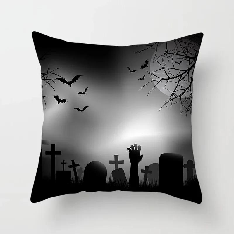 Halloween Theme Pillow Cover Car Office Living Room Sofa Halloween Pumpkin Lantern Decoration Pillow Cover
