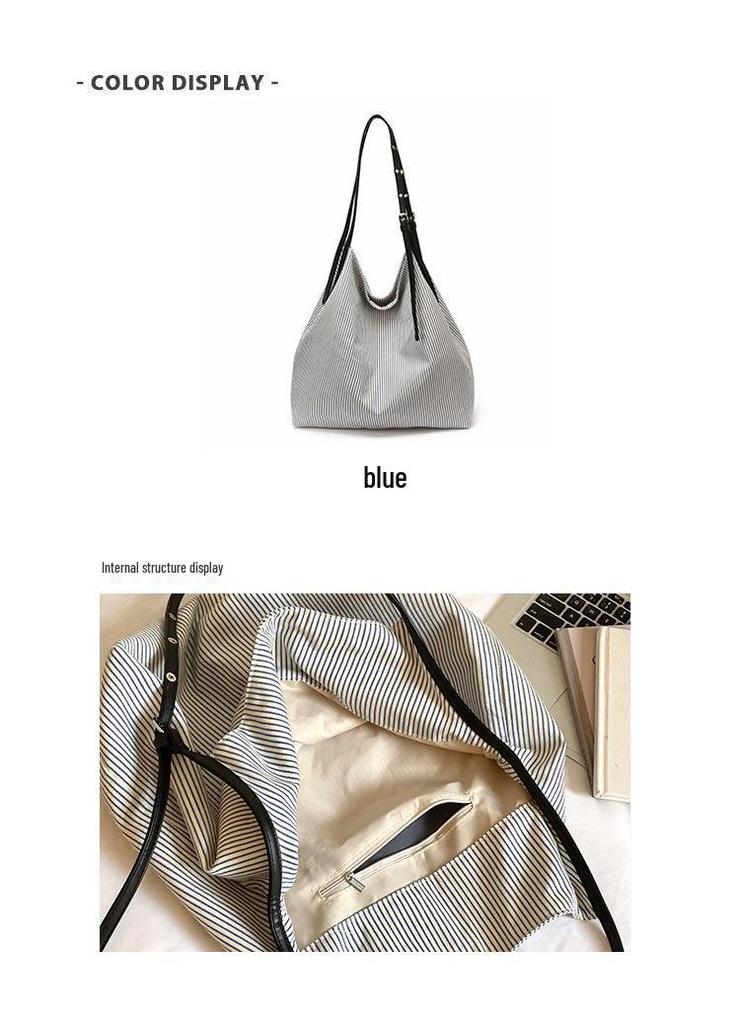 Women's Striped Tote Bag - Versatile, Lightweight, Large Capacity Handbag for Commuting and Shopping