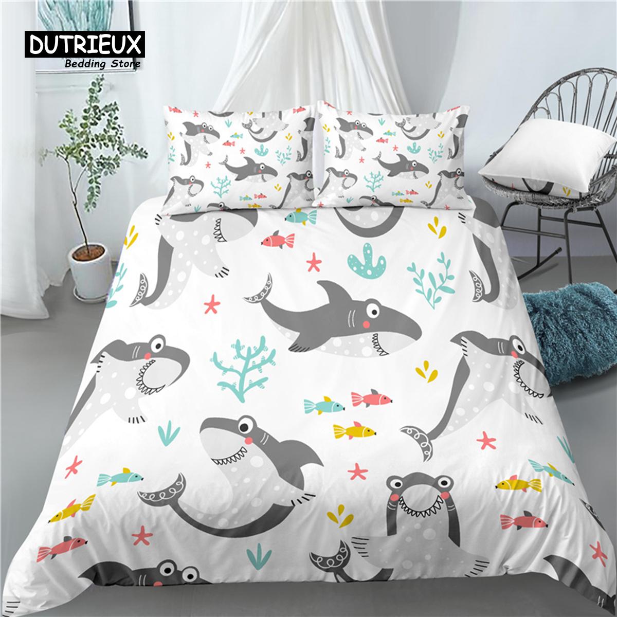 

Home Living Luxury 3D Baby Shark Print 2/3Pcs Comfortable Duvet Cover PillowCase Bedding Sets Queen as well as King EU/US/AU Size EU single(135x200cm)