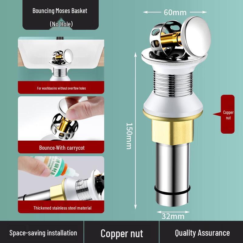 Stainless Steel Washbasin Pop-up Drain Stopper