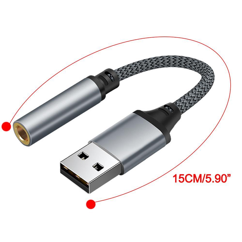 USB to 3.5mm Audio Jack Adapter USB to 3.5mm Headset/Microphone USB to 3.5 Jack Adapter External Stereo Sound Card 15CM