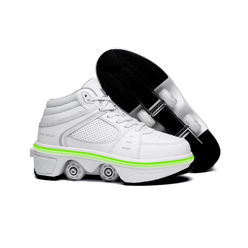 Unisex Four-Wheel Roller Skate Shoes Casual Deformation Parkour Sneakers Kids Skates Stage Personalized Sport Roller Skate Shoes