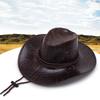 Hüte Sonnenschutzkappen Radkappen Western Cowboyhüte PU-Leder Sonnenkappen Sommer-Sonnenhüte