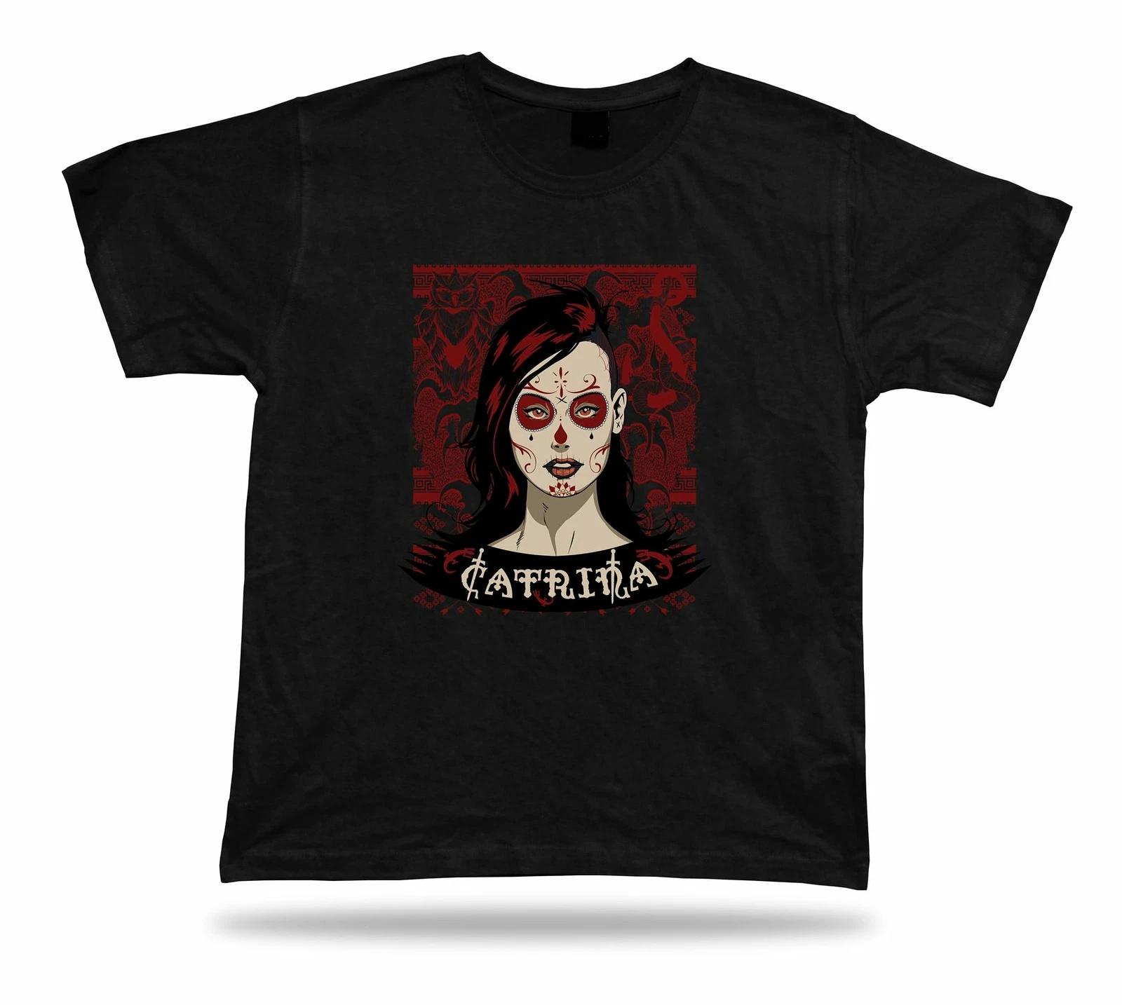Tshirt Tee Shirt Birthday Gift Idea Catarina Skull Makeup Hip Woman Portrait 4XL