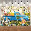 Easter Bunny Vintage Truck Floral Egg Photo Backdrop Kids Birthday Party Home Decor Portrait Photography Background Studio Props9