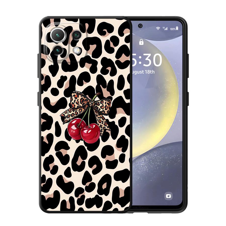 Funda Phone Cover Case for Xiaomi Mi 14 10T 13 Lite 15 Pro 11T 12T Pro 12X 12 11 Leopard Cherry
