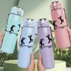1PC People Drink Beer Camping Party Print 750ml Color Plastic Sports Water Bottle Leakproof Flip Straw Lid Suitable for Sports Office Home Use