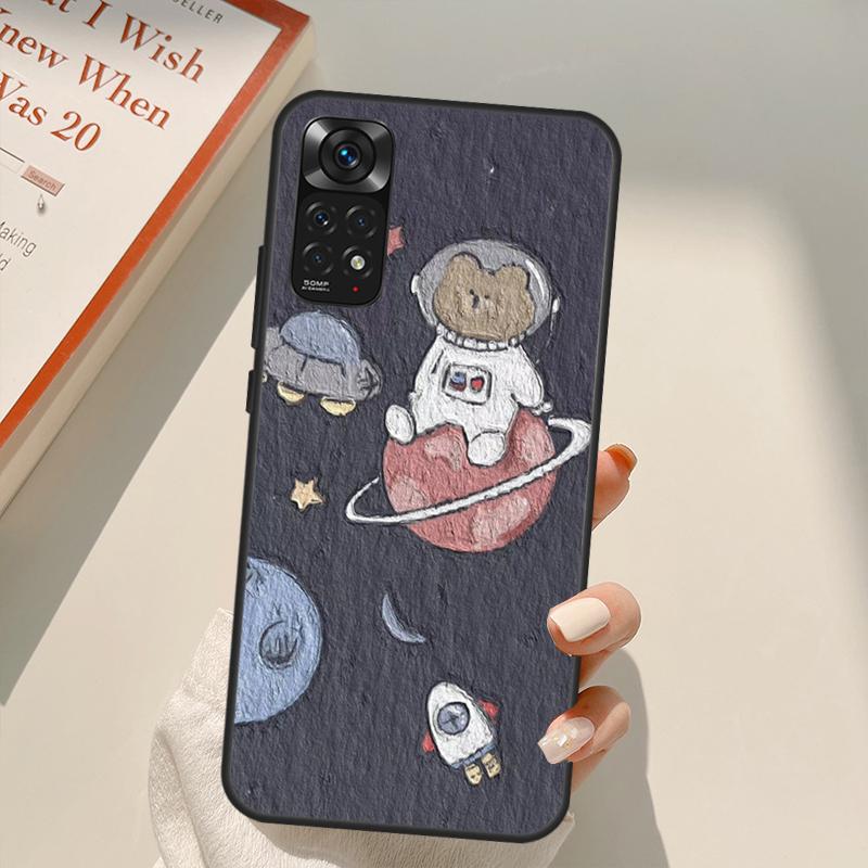 Niedliche Kaninchen Bären Koreanische Ölgemälde Hülle Für Xiaomi Redmi Note 11 10 Pro 8 9 9S 10S 11S 9A 9C 10A 10C K40 K50 Gaming Hülle