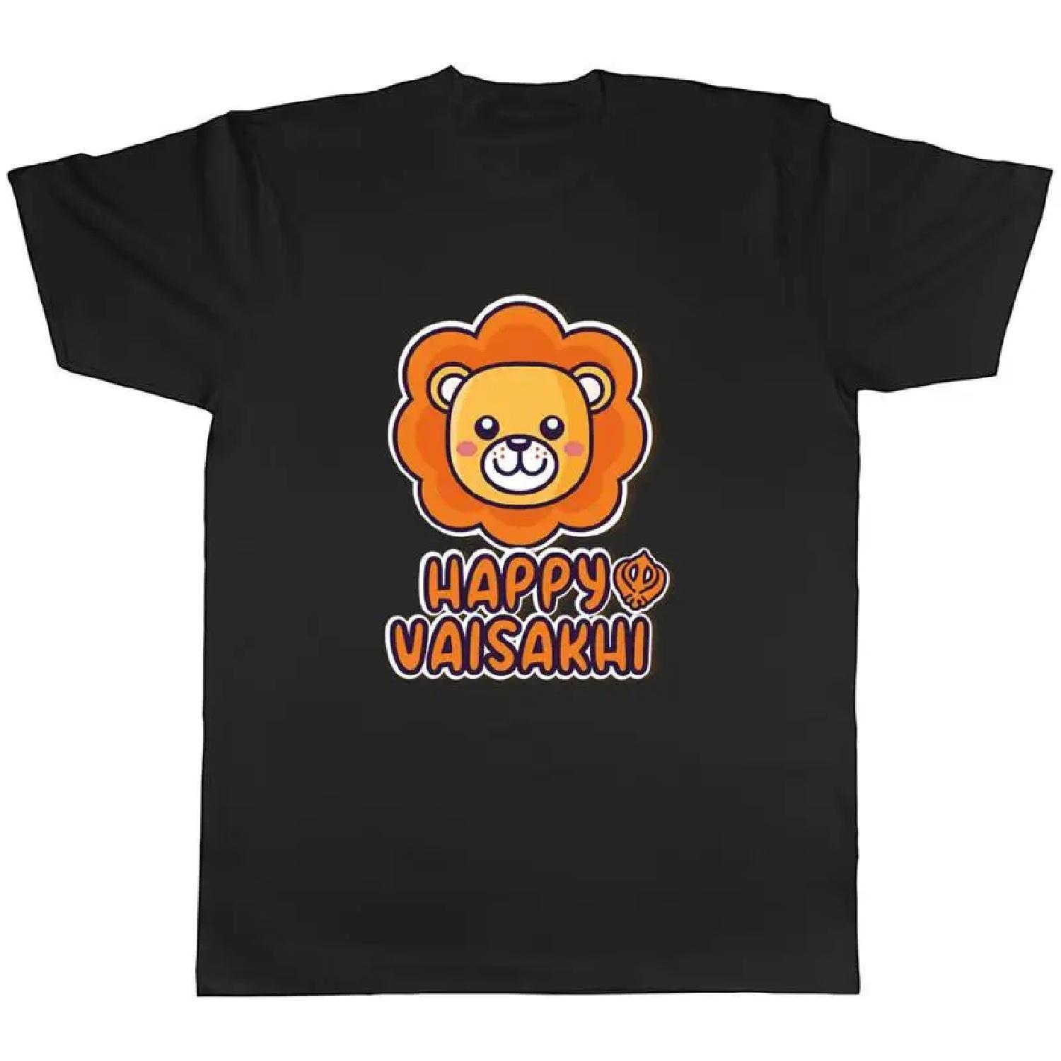 Happy Vaisakhi Mens T-Shirt Lion Head Punjabi Khalsa Unisex Tee Gift S