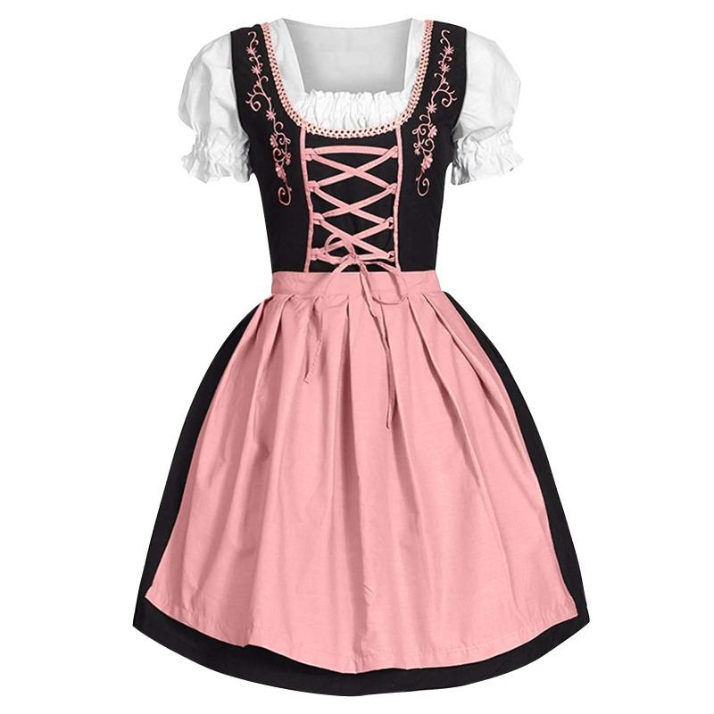 Women Dress Oktoberfest Dirndl Lace Up Festival Costume Cosplay Party Dresses