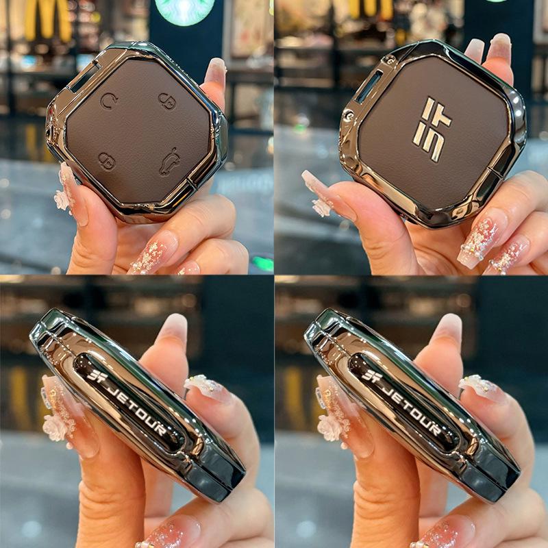 Leather Key Cover with Metal Clip for 2024-2025 Jetour Freedom Models