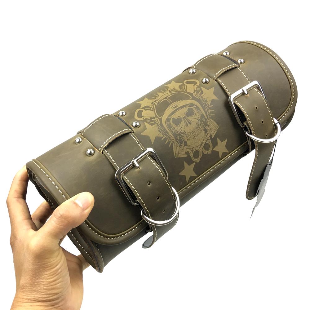 Universal Black Motorcycle Tool Bag Front Fork Handlebar Saddlebag Roll Barrel Racing Tail Barrel