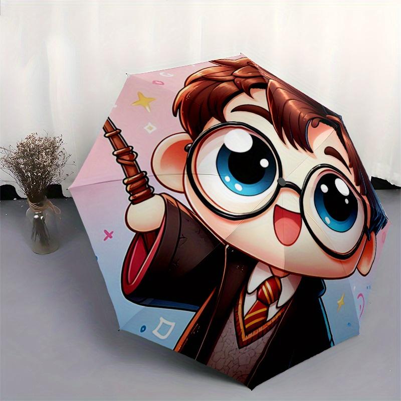 1pc Harry Potter Wizard's Automatic Open/CloseUmbrella-CuteUmbrella with Cute Design, Portable 3-Fold Compact Umbrella for Men & Women, Vale