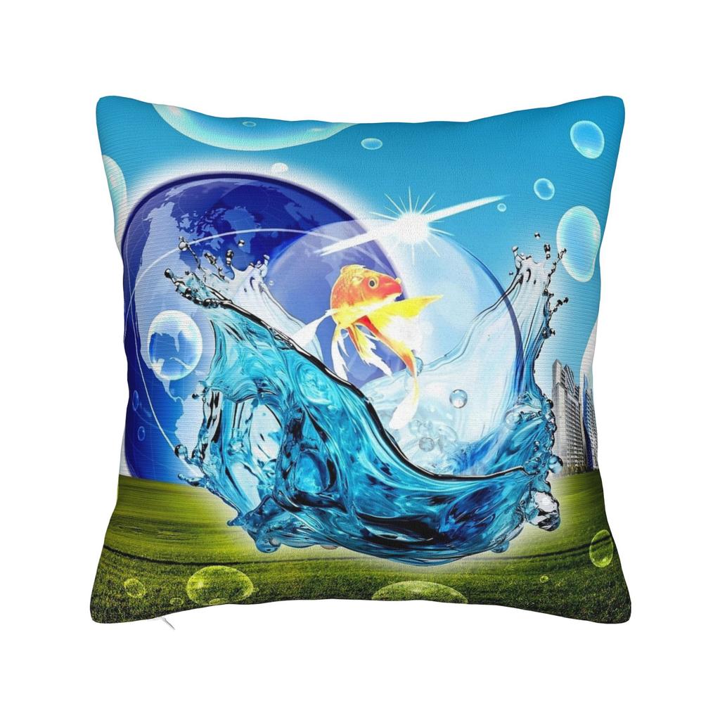 Frutiger Aero Fishies Square Pillow Cases Cushion Covers Awesome Zipper Decor Pillowcase for Seat 40x40cm