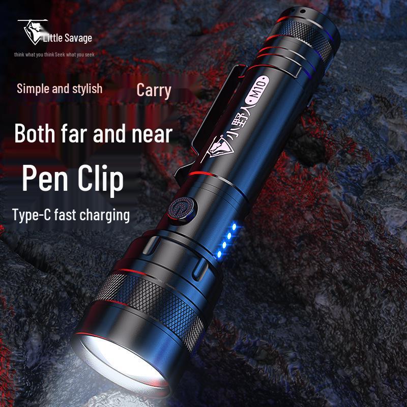 Rechargeable LED Outdoor Flashlight with Telescopic Zoom and Multifunctional Long-Range Emergency Lighting