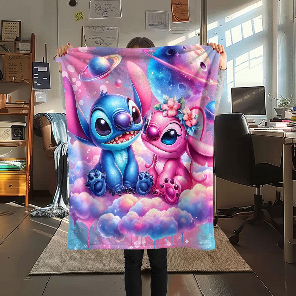 Stitch Cartoon printing Flannel Blanket Bedroom Sofa Camping Warm blanket Gifts for family and friends-MJ018