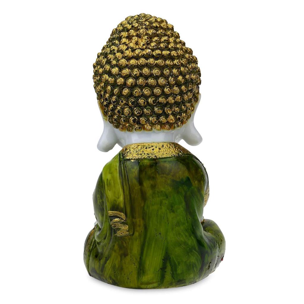Figurka Buddy z żywicy poliestrowej Dekoracyjny eksponat Mały Mnich Dziecko Budda, (Zielony)