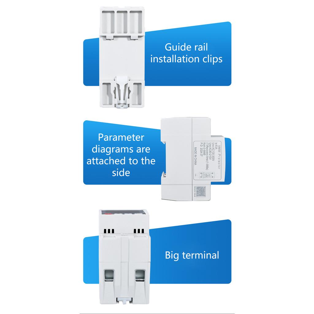 Multifunctional Overvoltage Protector with Voltage Current Display 3 Display Voltage Protector for Home & Office Safety