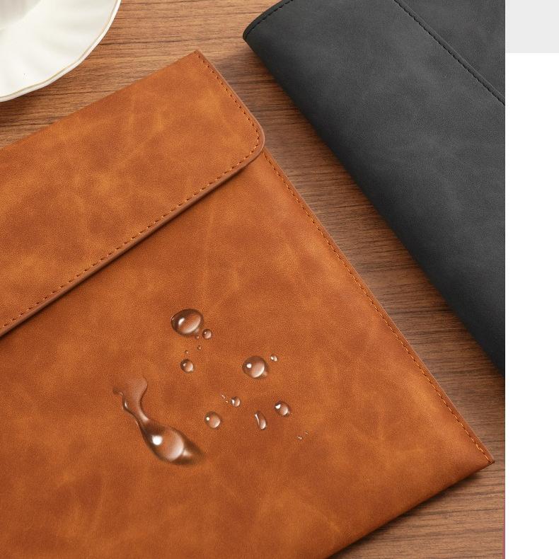 A4 File Bag Storage Bag, Large Capacity, Double-layer Data File Bag, Laptop Leather Protective Cover