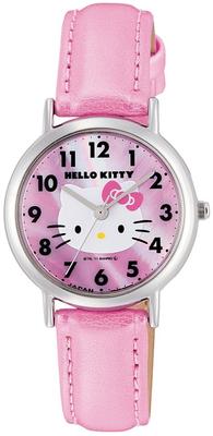 Citizen Pink Analog Hello Kitty Watch with Waterproof Leather Made In 0017N001 Q&Q Women's Strap, Japan,