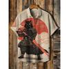 Samurai Cat Warrior Laser Sword 3D Print Hawaiian Shirts Men Women Fashion Single-breasted Short Sleeve Beach Shirt Manga Blouse