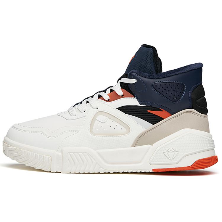 

new Anta Durable Cushioning Mid Top Skateboard Shoes Men s White Blue Orange 42