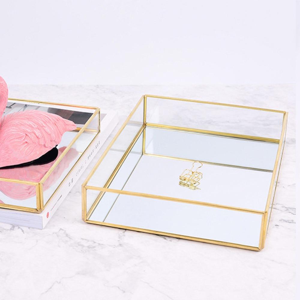 Metal and Glass Vintage Storage Box Luxury Cosmetics Display Box Jewelry Display Box  Bedroom