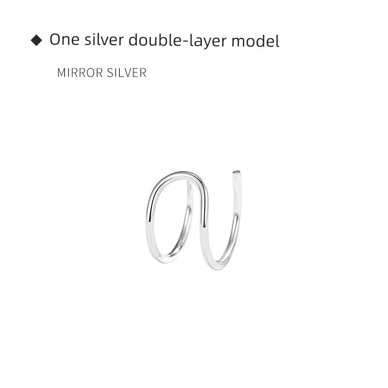 

Xiaoxianren 925 Sterling Silver Cross Double-Layer Ins Style Ear Clip One silver double-layer model