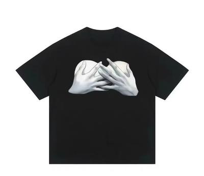 2025 High Street Printed Pure Cotton Short-sleeved T-shirt American Casual and Versatile Loose Half-sleeved for Men and Women