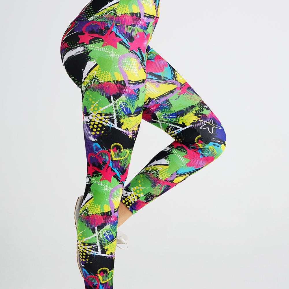 Fitness Yoga Pants High Waist Abstract Love Star Printed Workout Pants Women's Sports Fashion Bottoms