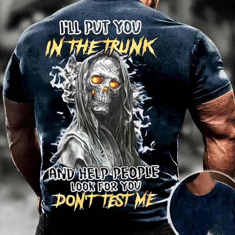 Summer Plus Size Short Sleeved T Shirts 3D Skull Print Men's Casual Fashion T-shirt Men's