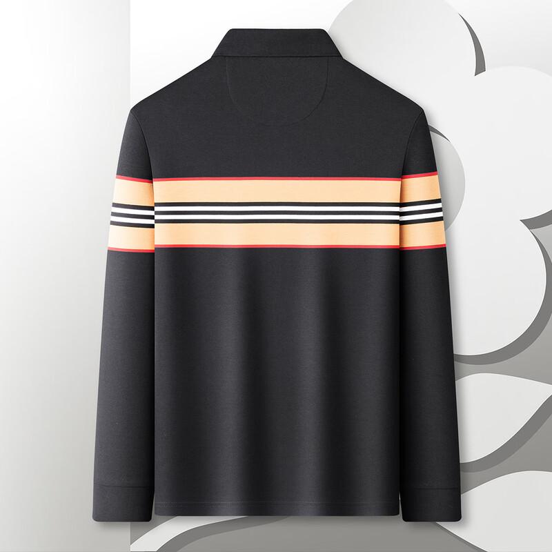 MONTAGUT Men's Striped Long Sleeve Polo T-shirt