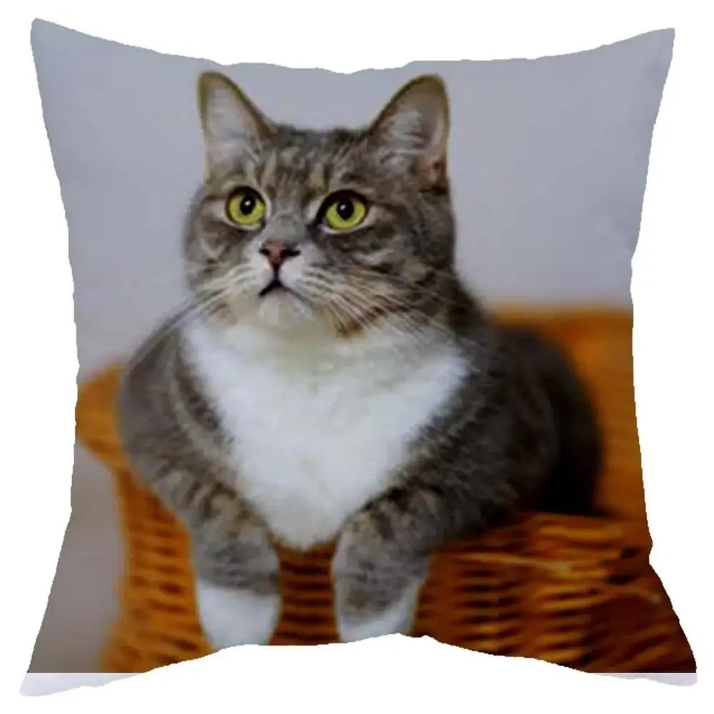 Office Living Room Home Pillowcase Cute Little Lazy Cat Pattern Pillowcase Car Ornaments