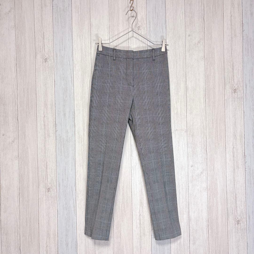 [PLST] Check pattern slacks office casual gray warm material on the inside