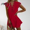 Lace Dress Women Hollow Out Summer Flower Pattern A-Line for Daily Wear Mini