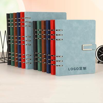 B5 Size PU Leather Cover 9 Binder Notebook Hard Spiral Offsets Paper Loose-Leaf Business Notepad for School Use