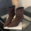 Bailamos Winter New Brand Women Ankle Boots Fashion Pointed Toe Ladies Elegant Chelsea Boots Shoes  Thin High Heel Dress Pumps