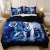 Blue Rose White Tiger High Definition Printed Duvet Set Three-piece Set Soft and Comfortable Bedding