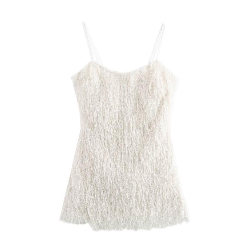 

Metallic Tassel Embellished Mini Dress - European & American Style Small