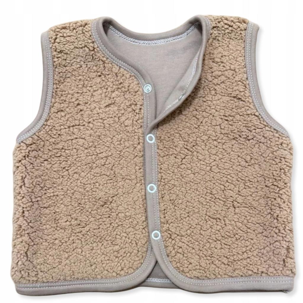 Warm Children' Vest 92 Sleeveless Sheepskin Jacket Beige