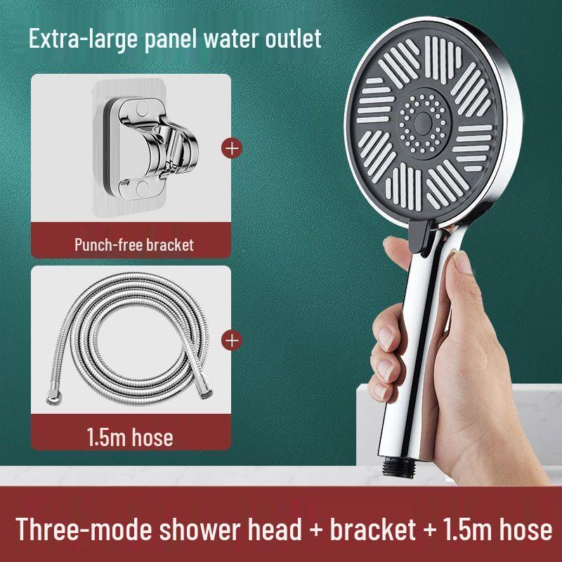 Trycksatt duschhuvud med stor panel och 3 inställningar, inklusive slang - Bath Master Lotusdesign