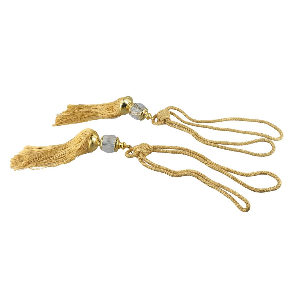 A Pair Of Luxury Curtain Holdbacks With Tassel Tiebacks And Beaded Ball