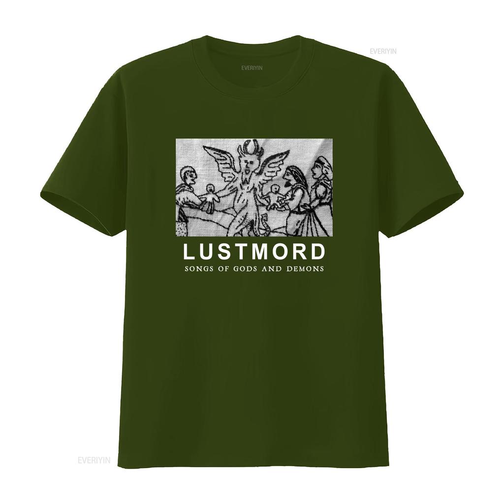LUSTMORD T Shirt Songs Of Gods And Demons Print vintage Washed Stretched Versatile Unisex Casual Top For Everyday Wear