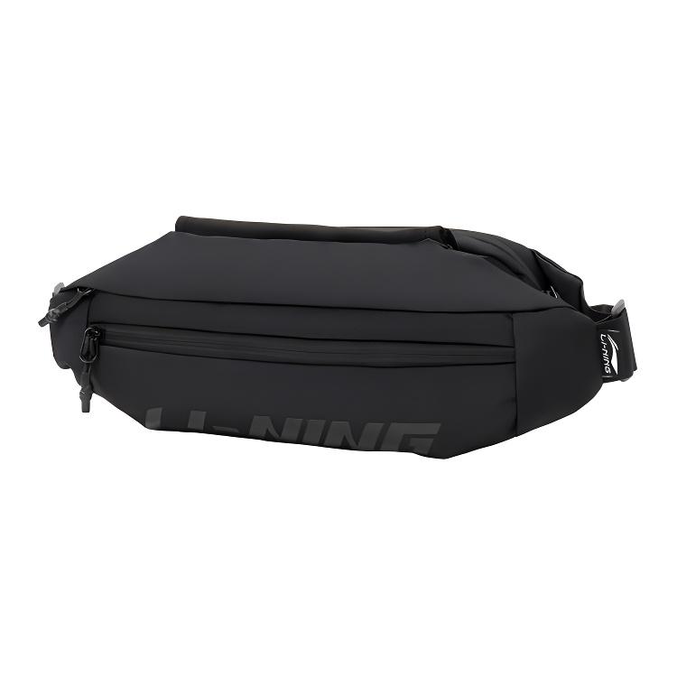 Li-Ning Fitness Series Letter Print Logo Fabric Waist Bag Regular Unisex Waist Bag Black ABLS004-1 Black