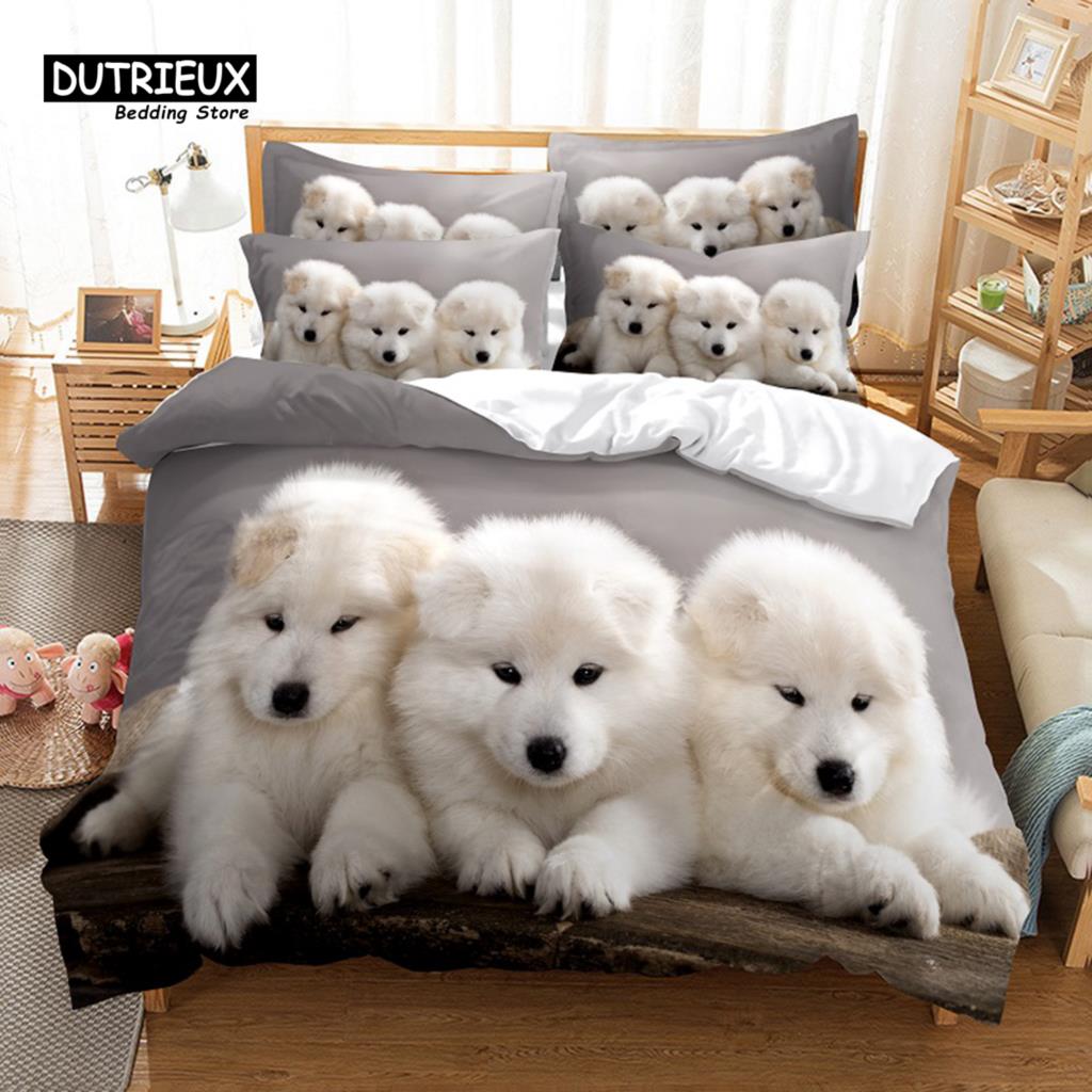 Warm Modern Puppy 3Pcs Soft Comfortable Breathable For Bedroom Guest Room Decor Quilt